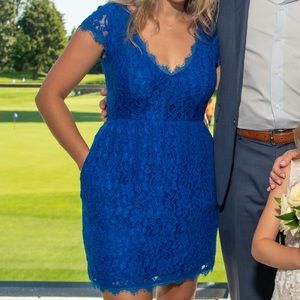 Bright Blue Aritzia Babaton Lace Dress